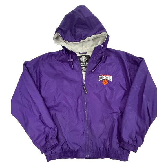 Charles River Apparel Other - Charles River Clemson Tigers Purple Nylon Hooded Lined Jacket Men's Medium M116